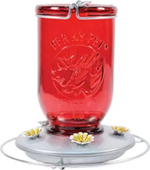 HG850086D Bird  Feeder Hummingbird Red Mason Jar 32 oz