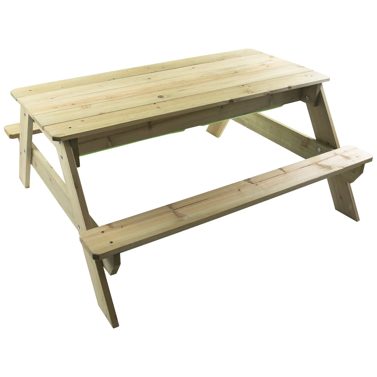High Quality Montessori 4-in-1 Eco Wooden 4 Seater Picnic Bench, Water Station, Sandpit & Mud Kitchen   Lid | 3 Years  