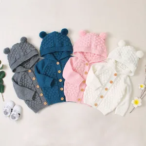 Hooded Bear Knit Cardigan