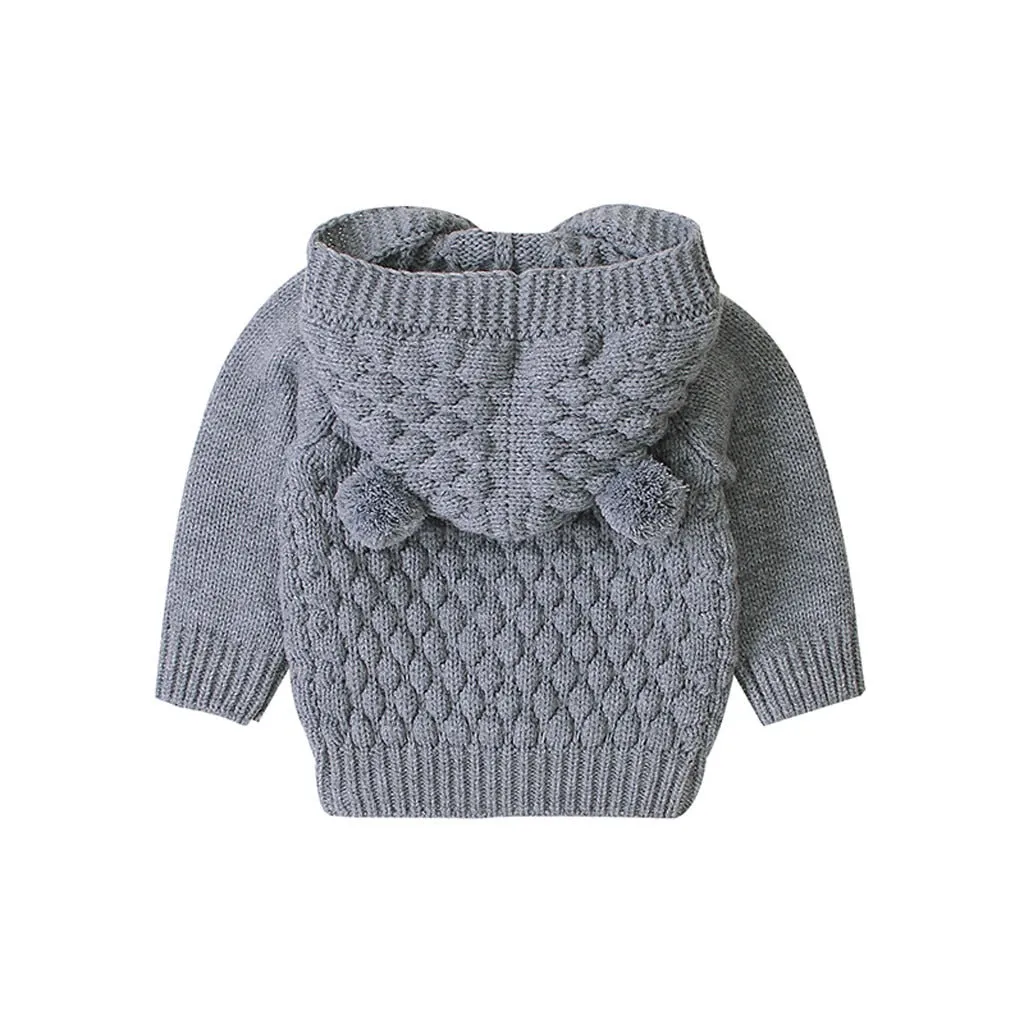 Hooded Bear Knit Cardigan