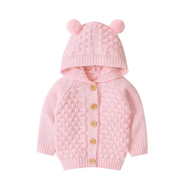 Hooded Bear Knit Cardigan