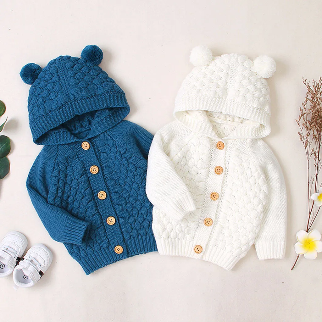 Hooded Bear Knit Cardigan