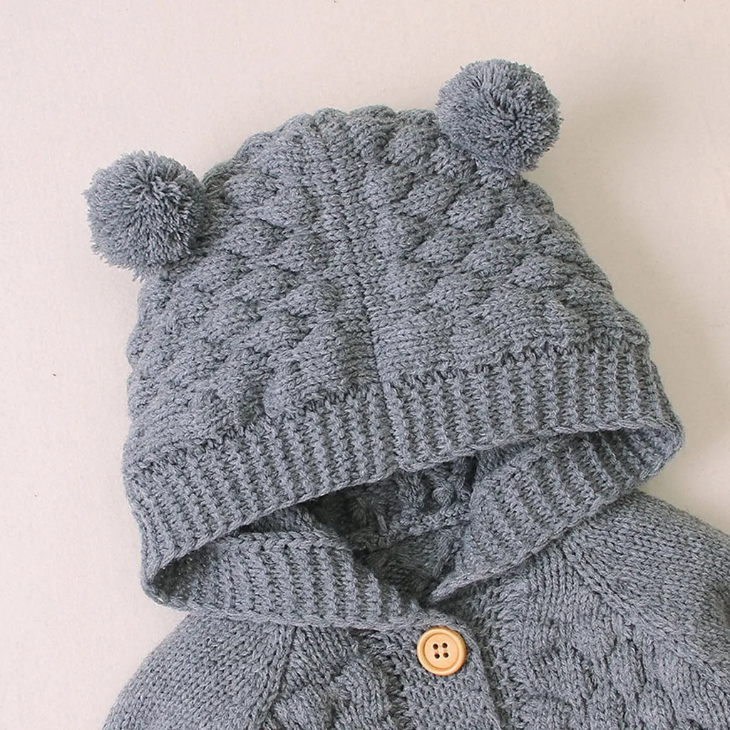 Hooded Bear Knit Cardigan
