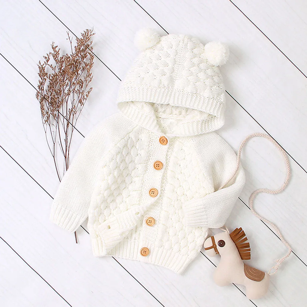 Hooded Bear Knit Cardigan