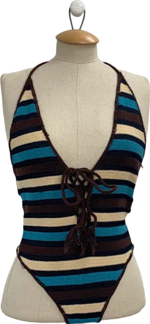 Indah Multicolour Striped Halterneck Swimsuit UK XS