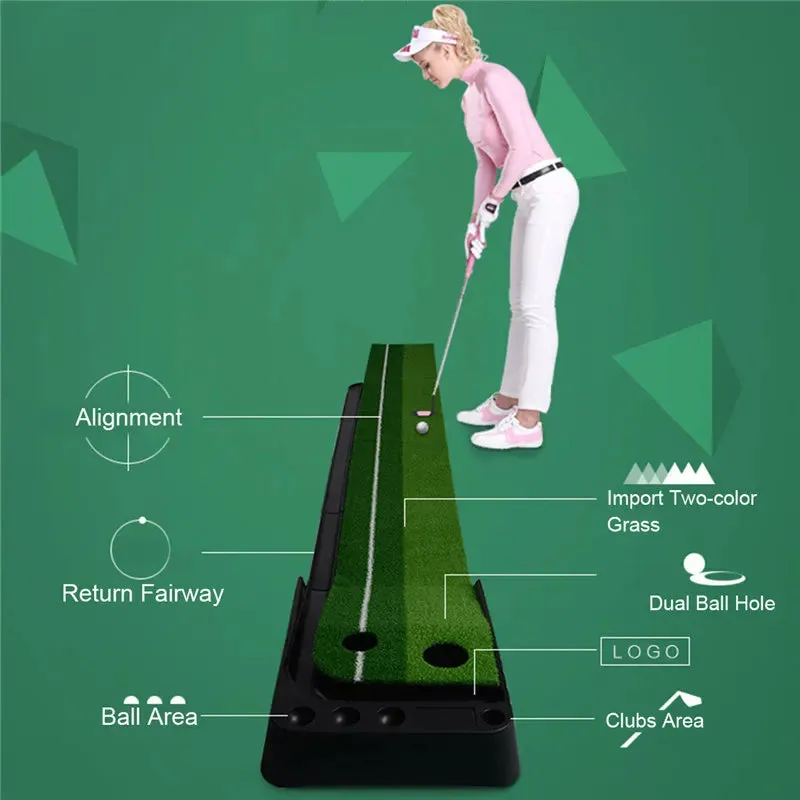 Indoor Golf Putting Trainer Portable Golf Practice Putting Mat Golf Green Putter Trainer 2.5M/3M with/without Return Fairway