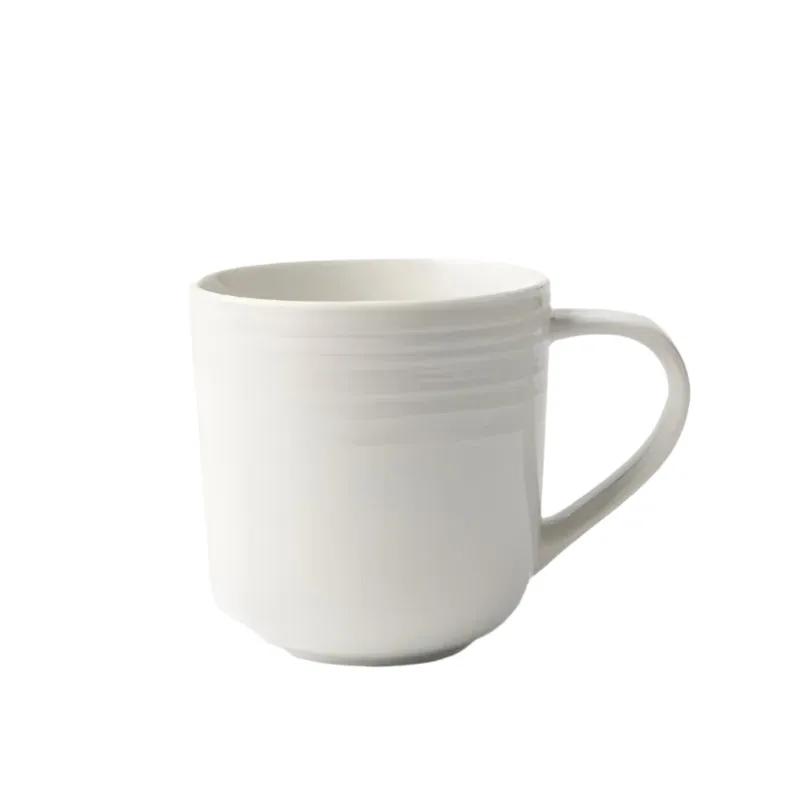 Jenna Clifford Embossed Lines Coffee Mug 400ml Cream White