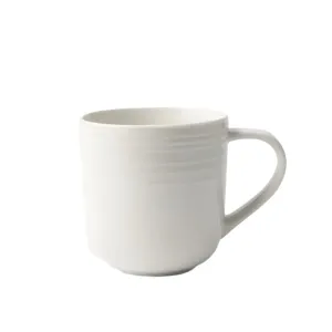 Jenna Clifford Embossed Lines Coffee Mug 400ml Cream White