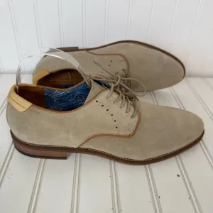 Johnston &amp; Murphy Shoe Men's 10M‎ Stone Suede Sheepskin Oxford Milliken Plain