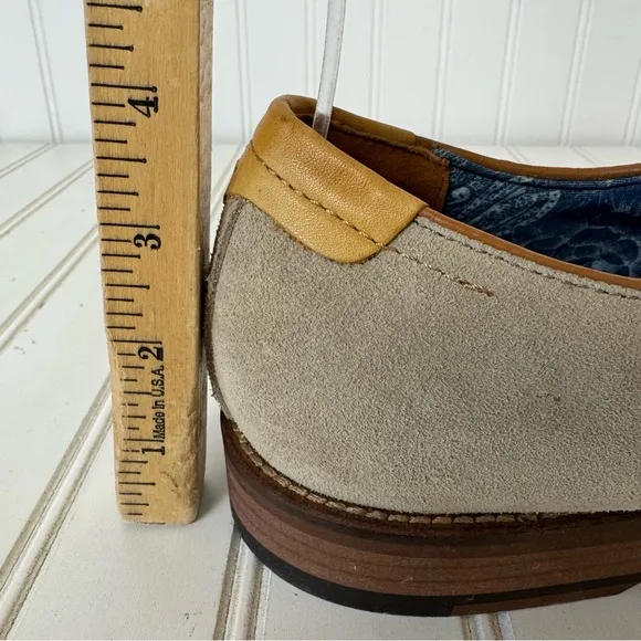 Johnston &amp; Murphy Shoe Men's 10M‎ Stone Suede Sheepskin Oxford Milliken Plain