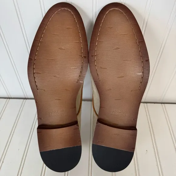 Johnston &amp; Murphy Shoe Men's 10M‎ Stone Suede Sheepskin Oxford Milliken Plain