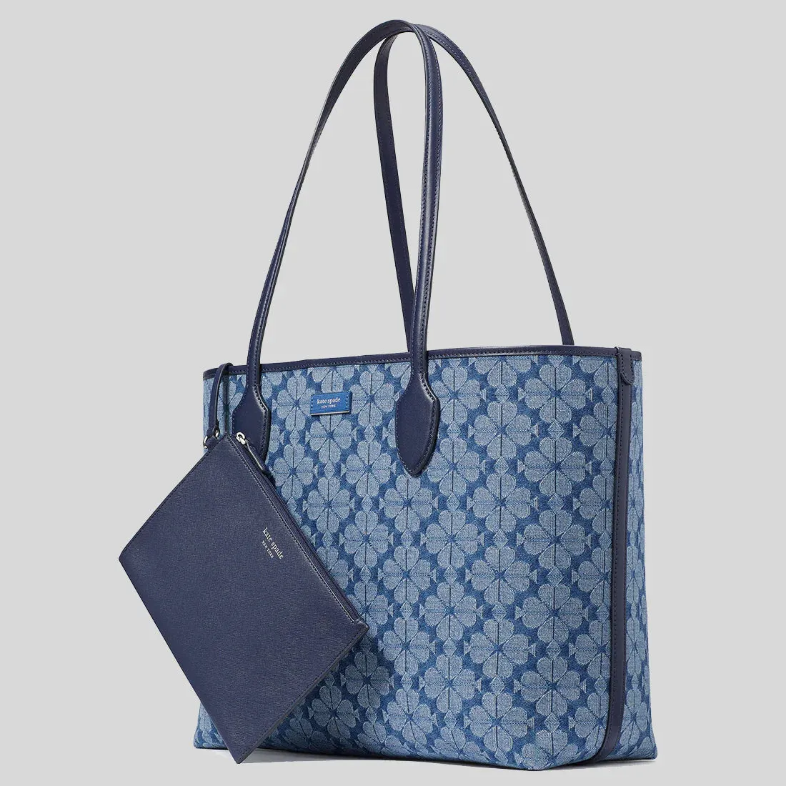 KATE SPADE Spade Flower Jacquard Denim Bleecker Large Tote Parisian Navy Multi RS-KF956