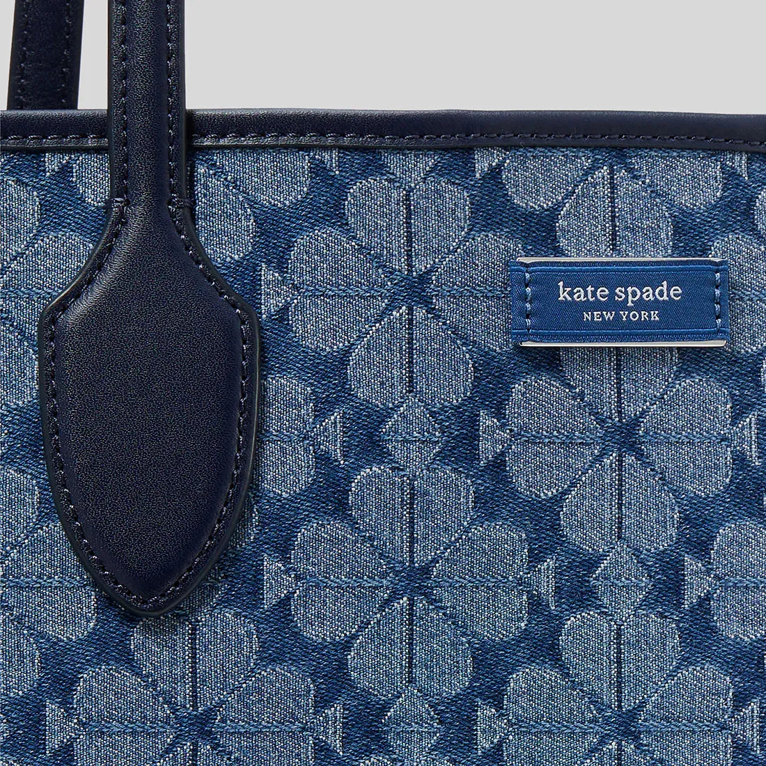 KATE SPADE Spade Flower Jacquard Denim Bleecker Large Tote Parisian Navy Multi RS-KF956