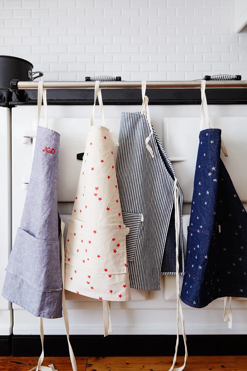 Kids Apron & Utensils in Railroad Denim Stripe