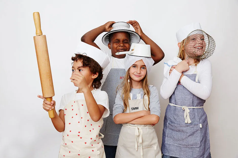 Kids Apron & Utensils in Railroad Denim Stripe