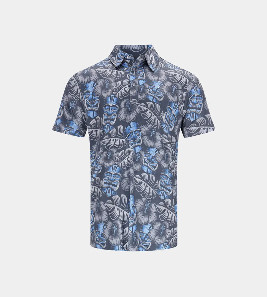 KIDS TIKI POLO - GREY/BLUE