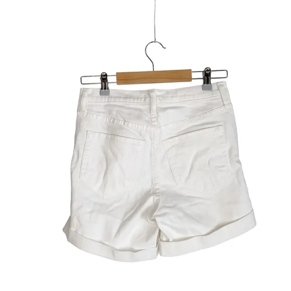 L’ AGENCE Balboa High Rise Distressed Rolled Cuff White Denim Shorts