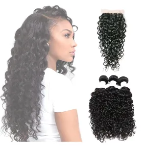 LACE CLOSURE - BEACHWAVE  3 BUNDLES(#1B)