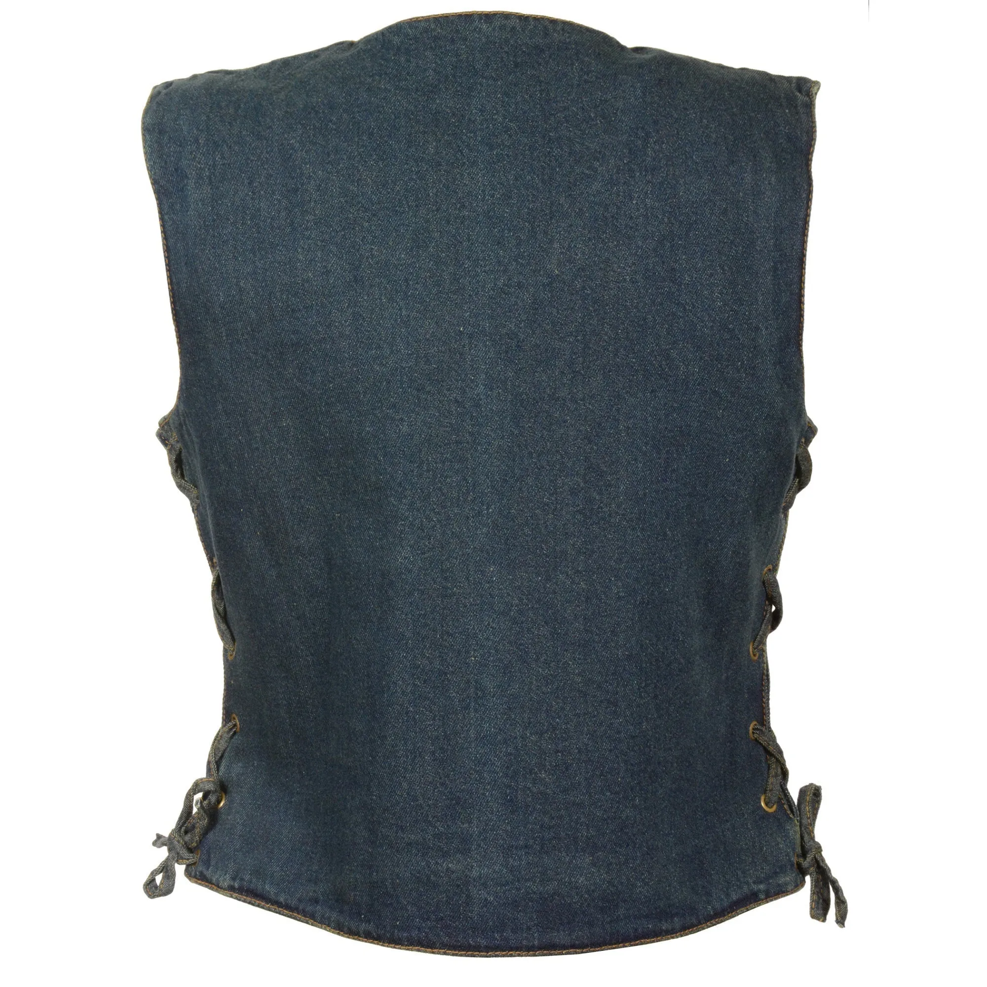 Ladies Side Lace 3 Snap Front Denim Vest