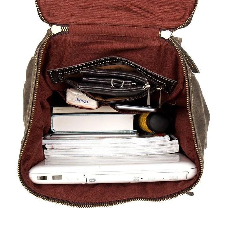 Large Vintage Leather Backpack for Men