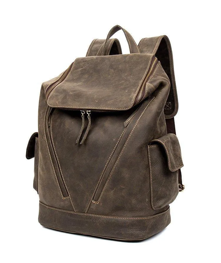 Large Vintage Leather Backpack for Men