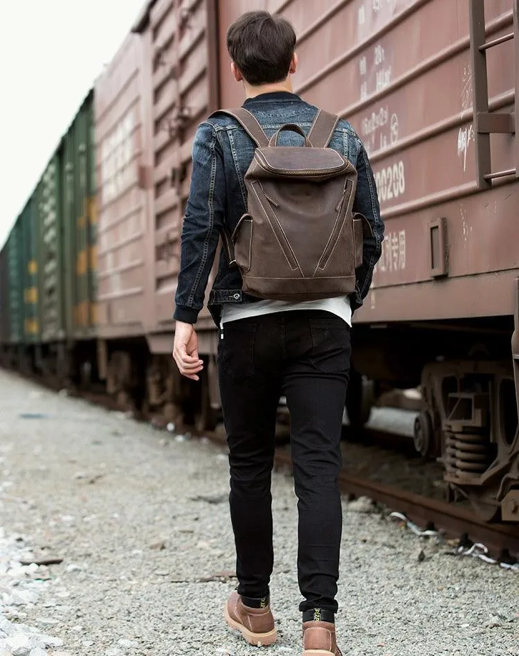 Large Vintage Leather Backpack for Men