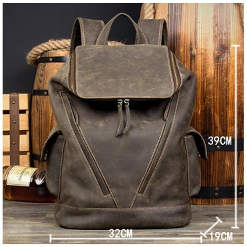 Large Vintage Leather Backpack for Men