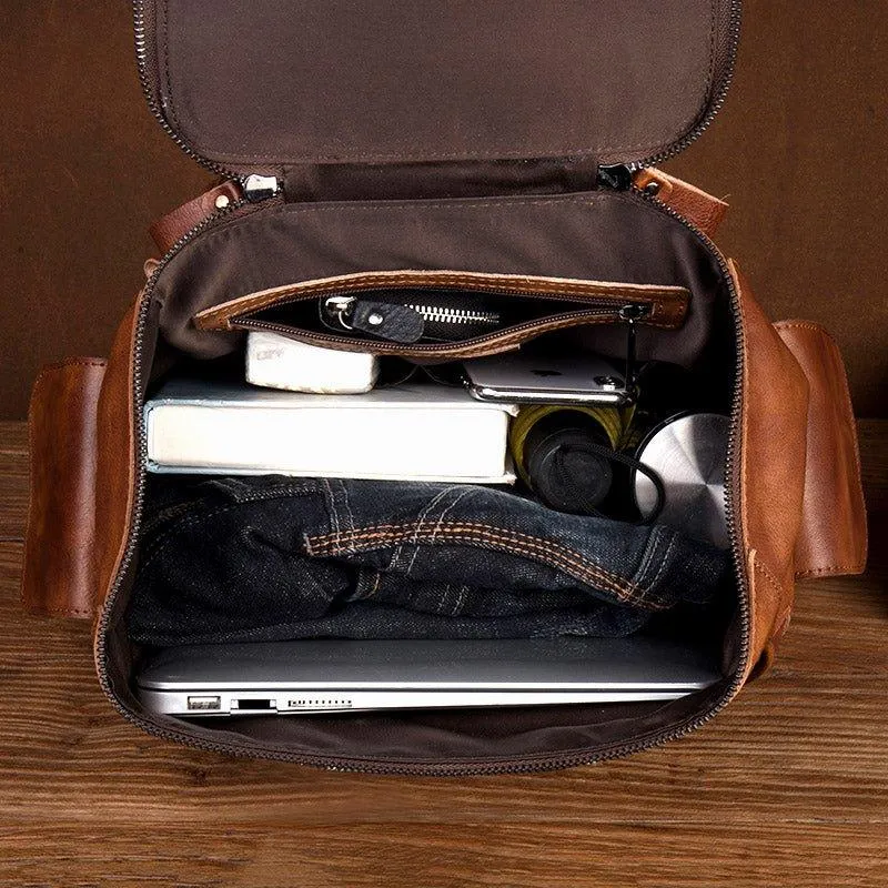 Large Vintage Leather Backpack for Men