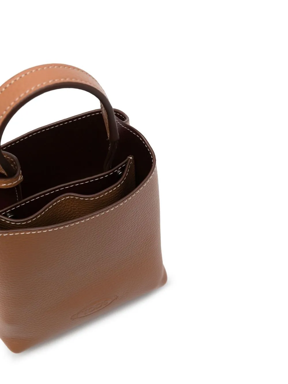 Leather micro bucket bag