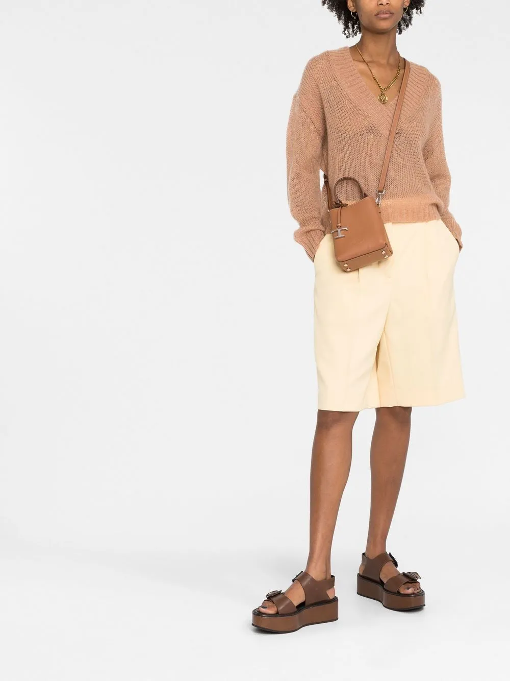 Leather micro bucket bag