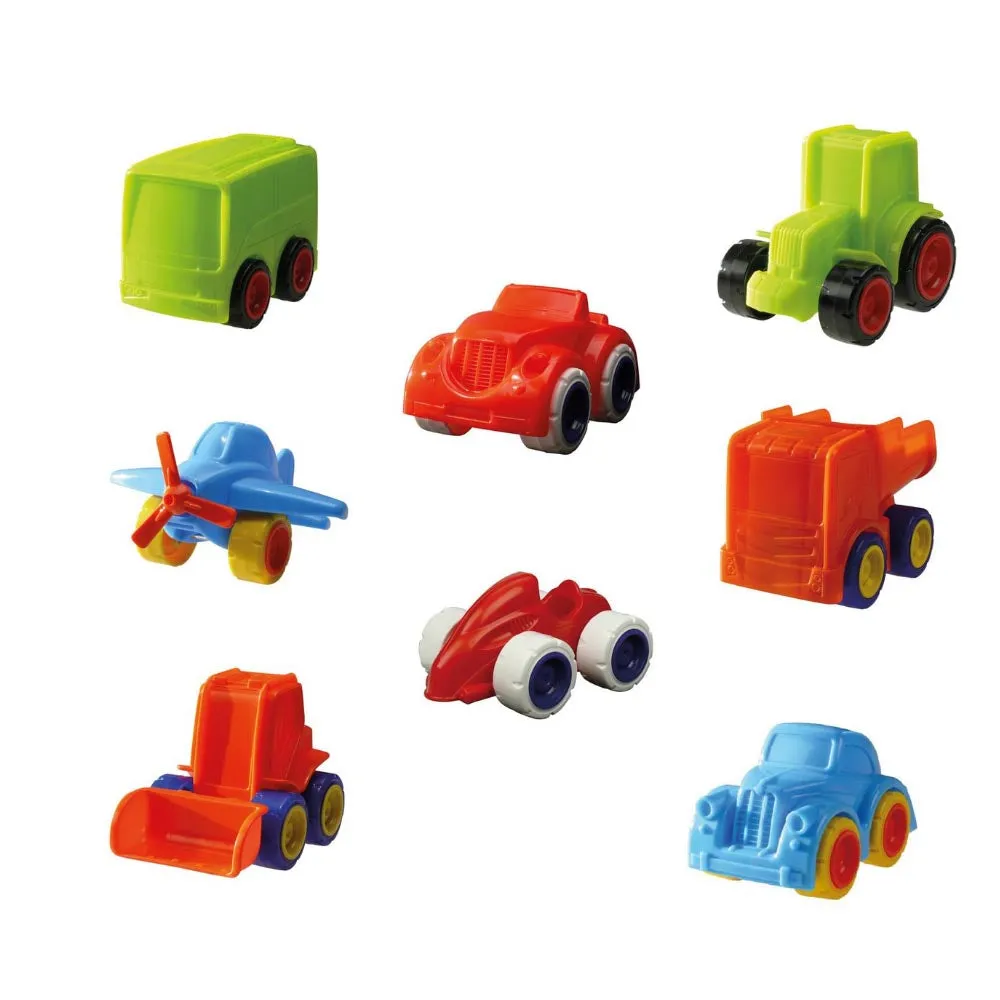 LENA Set: Bus, Cab, Convertible, Car, Tractor, Loader, Racing Car and Plane