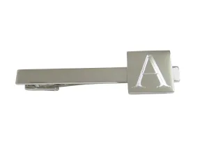 Letter A Etched Monogram Square Tie Clip
