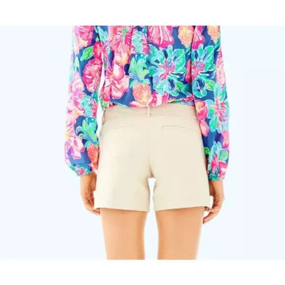 Lilly Pulitzer Joette Palm Beach Sandstone Dinner Shorts-Khaki-Women 8-NEW