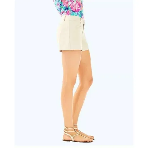 Lilly Pulitzer Joette Palm Beach Sandstone Dinner Shorts-Khaki-Women 8-NEW