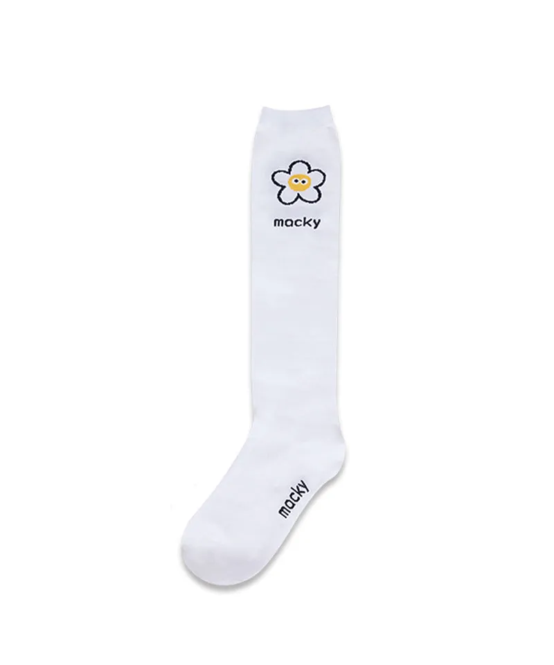 MACKY Golf: Point Logo Knee Socks - White