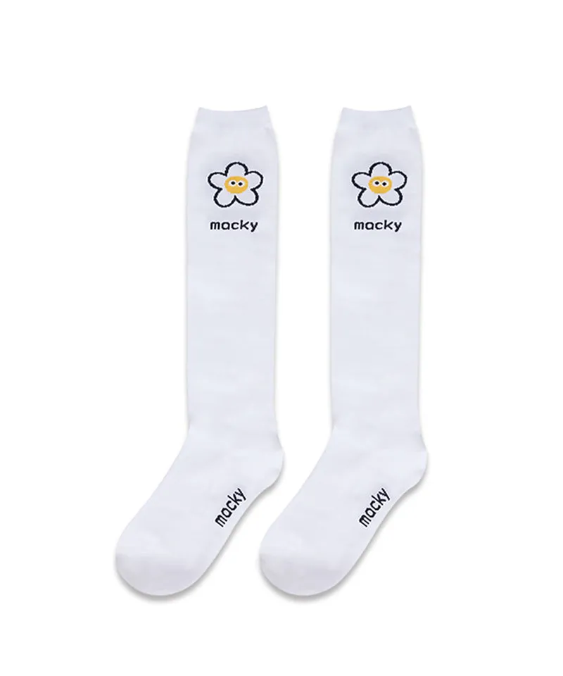 MACKY Golf: Point Logo Knee Socks - White