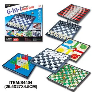 Magnetic Foldable Board Game Checkers Backgammon Snakes Ladders Aeroplane Chess