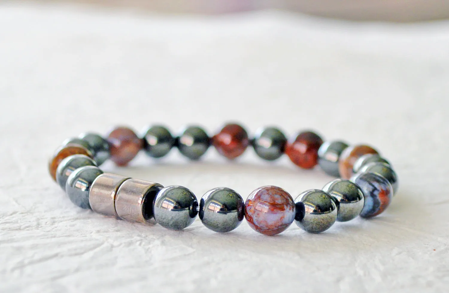 Magnetic Hematite & Pietersite Stone Bracelet