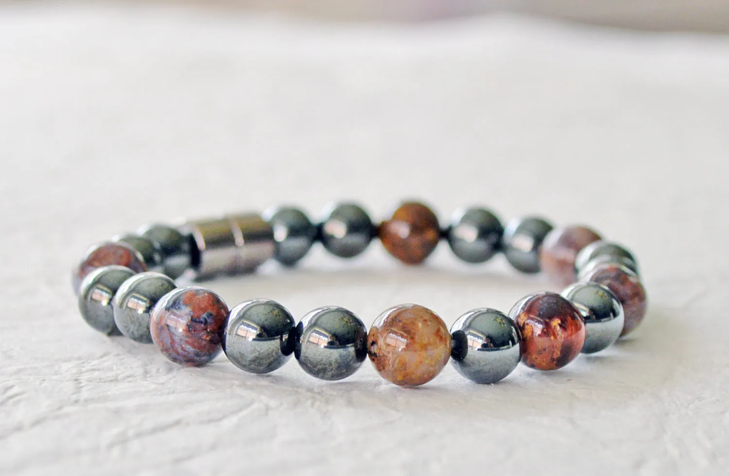 Magnetic Hematite & Pietersite Stone Bracelet