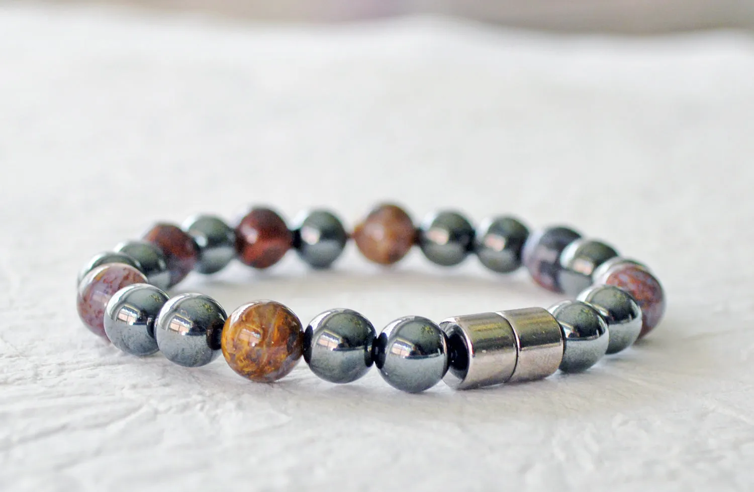 Magnetic Hematite & Pietersite Stone Bracelet