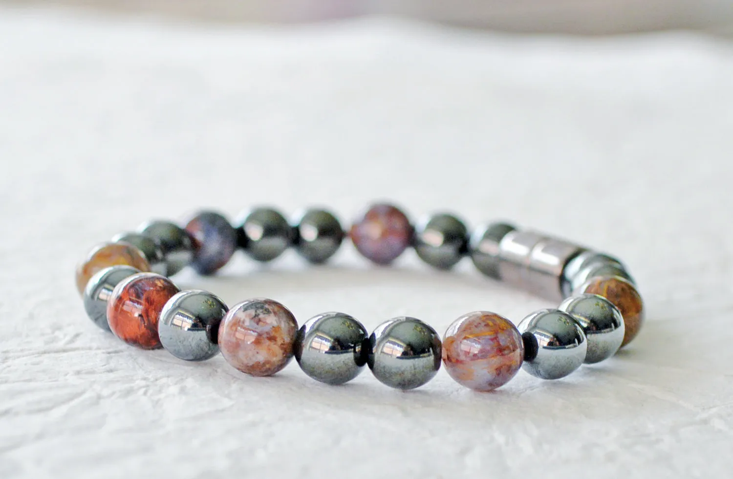 Magnetic Hematite & Pietersite Stone Bracelet