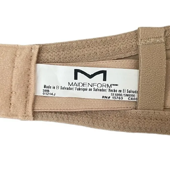 Maidenform Strapless Bra Stay Put Sweet Nothings Removable Strap Nude Size 38B