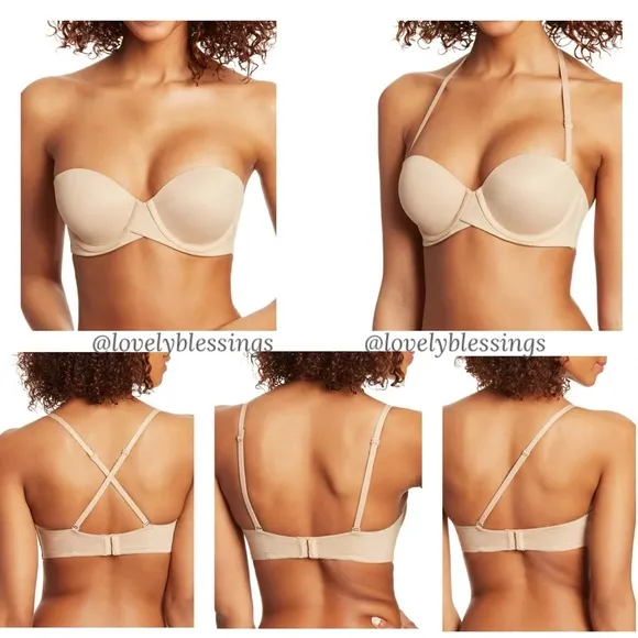 Maidenform Strapless Bra Stay Put Sweet Nothings Removable Strap Nude Size 38B