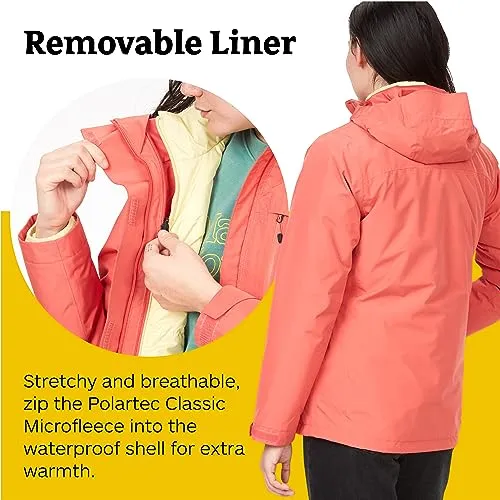 MARMOT Women's Ramble Component Jacket - 3-in-1 Waterproof Shell with Hood and Breathable Polartec Fleece Liner, Grapefruit, X-Large