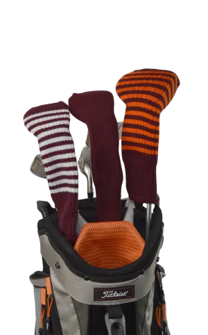 Maroon and Black Club Sock Golf Headcover