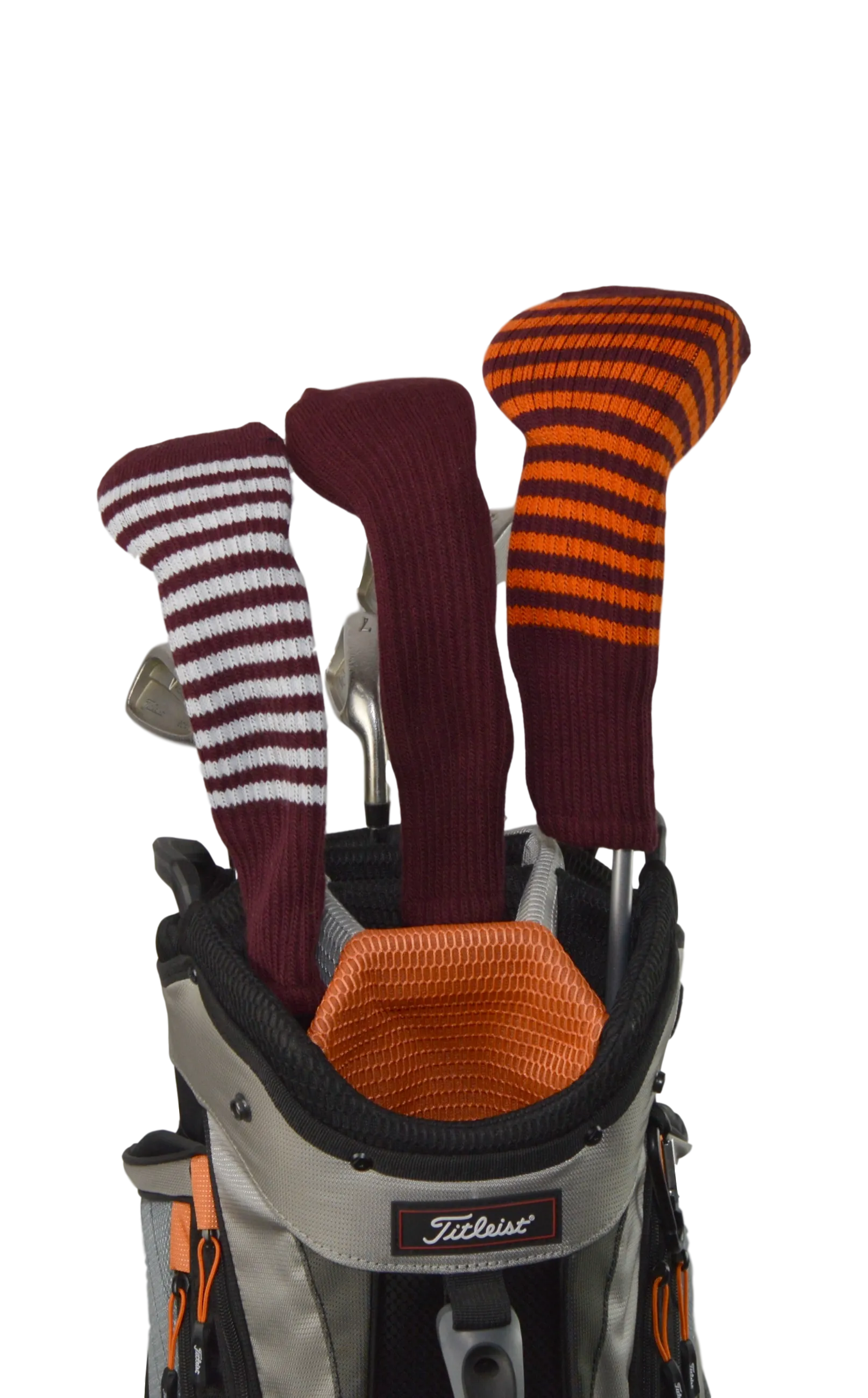 Maroon and Black Club Sock Golf Headcover