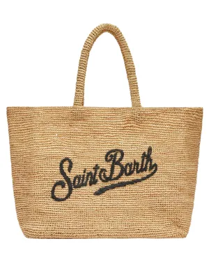 Mc2 Beige Embossed Raffia Beach Bag
