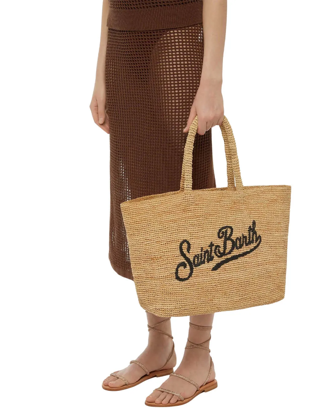 Mc2 Beige Embossed Raffia Beach Bag