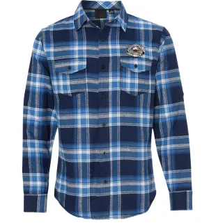 Men’s Blue Crab Flannel Shirt Blue White
