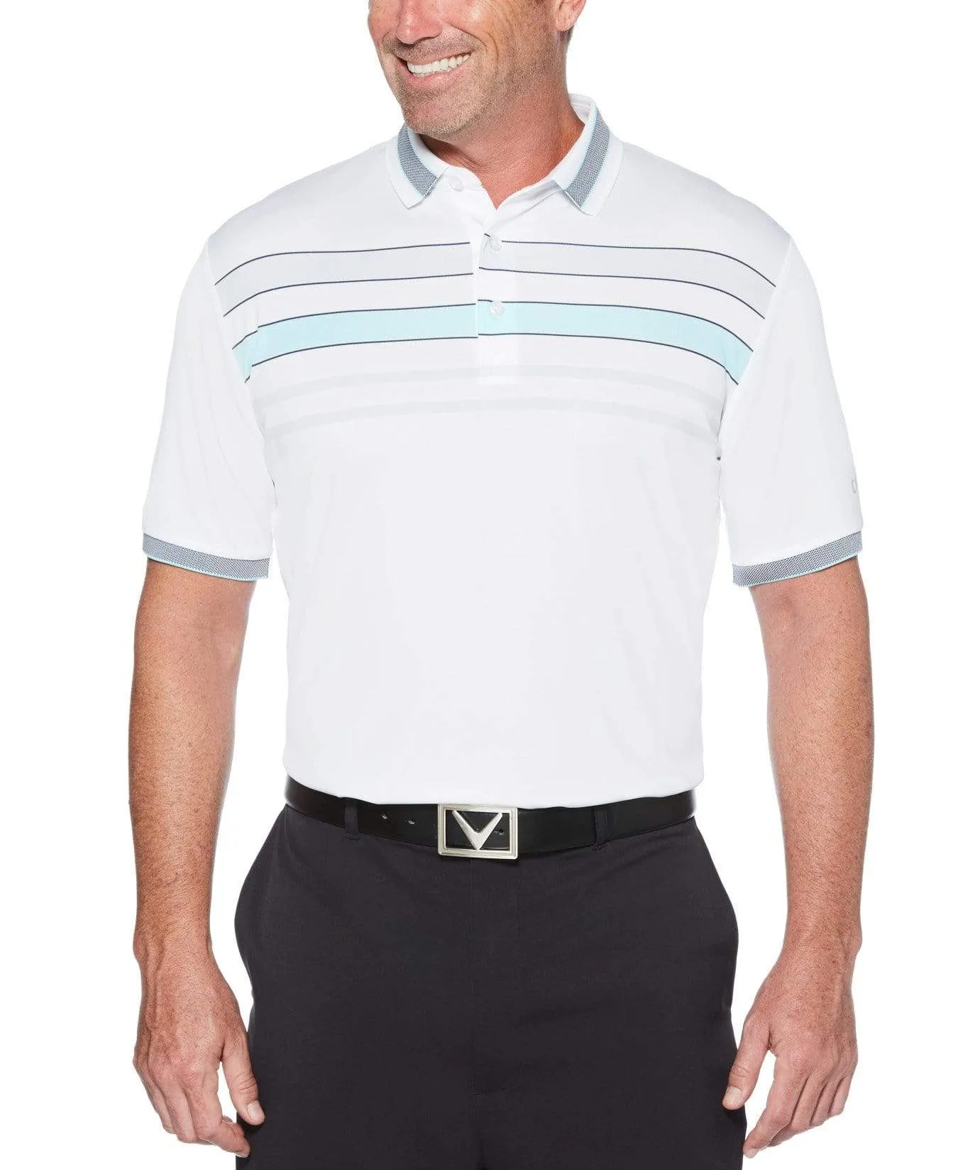 Mens Engineered Chest Stripe Polo